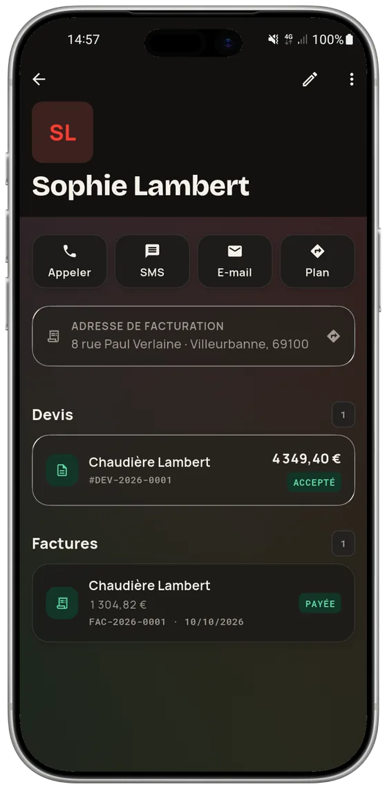 La fiche client — Pro Speak Artisan