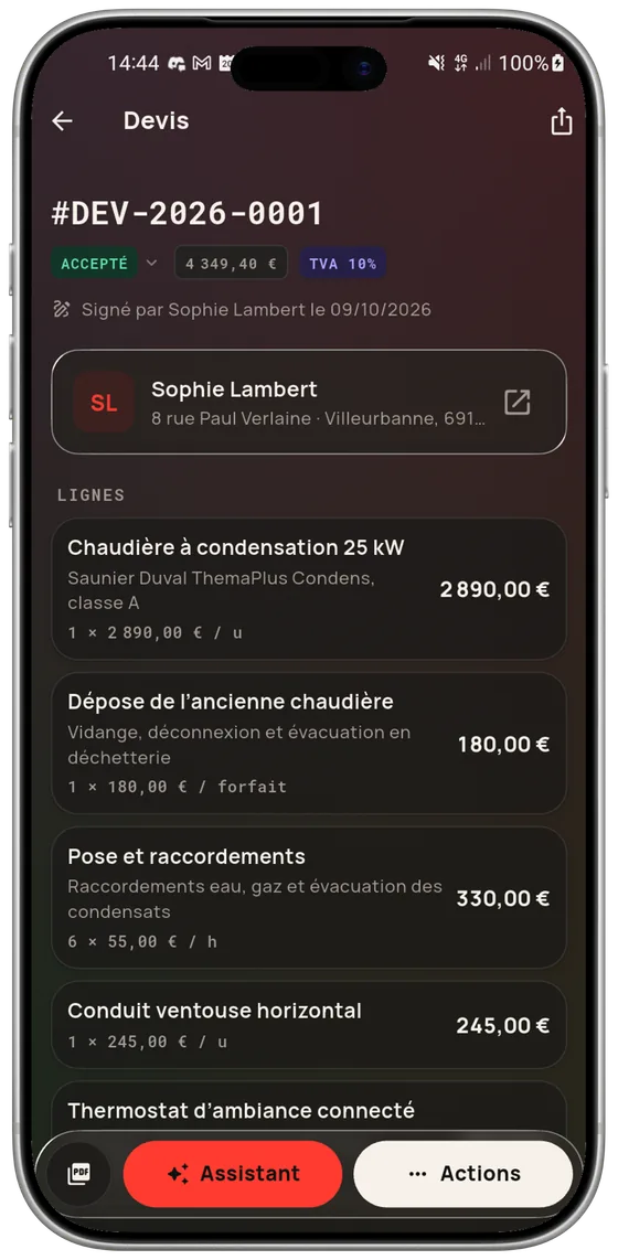 Le devis, ligne par ligne — Pro Speak Artisan