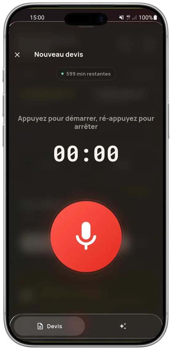 L’écran d’enregistrement — Pro Speak Artisan