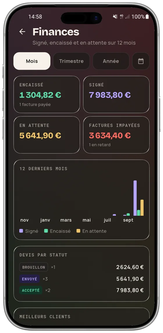 Signé, encaissé, en attente — Pro Speak Artisan