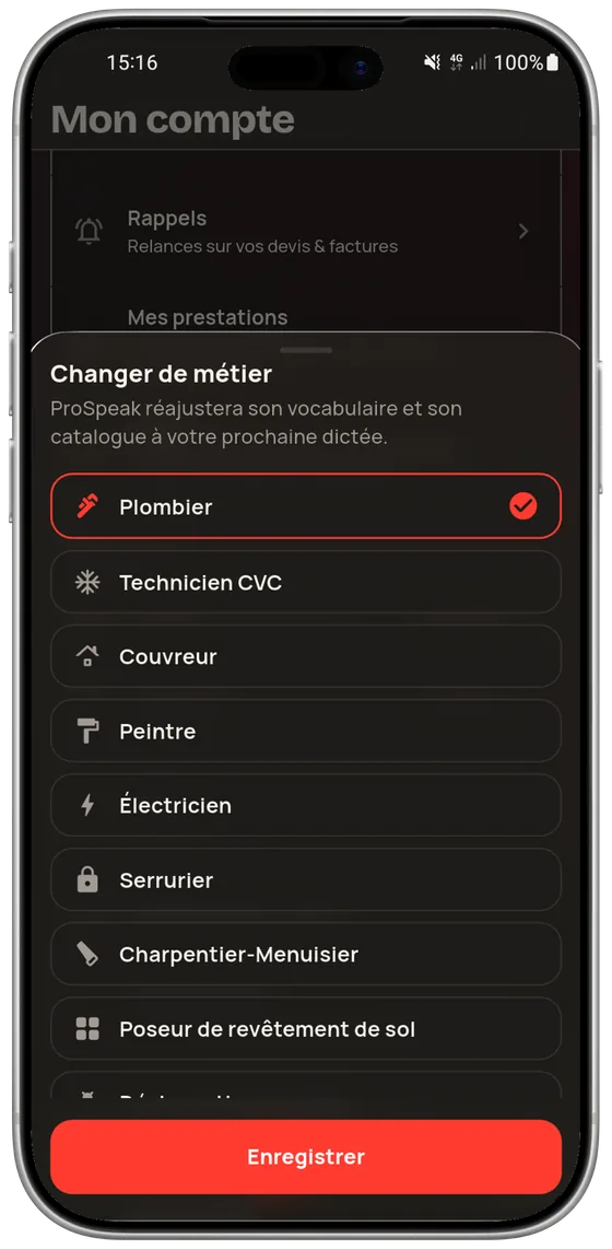 23 métiers, pas un modèle générique — Pro Speak Artisan