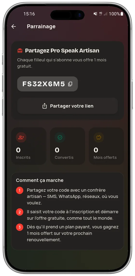 Parrainer un confrère — Pro Speak Artisan
